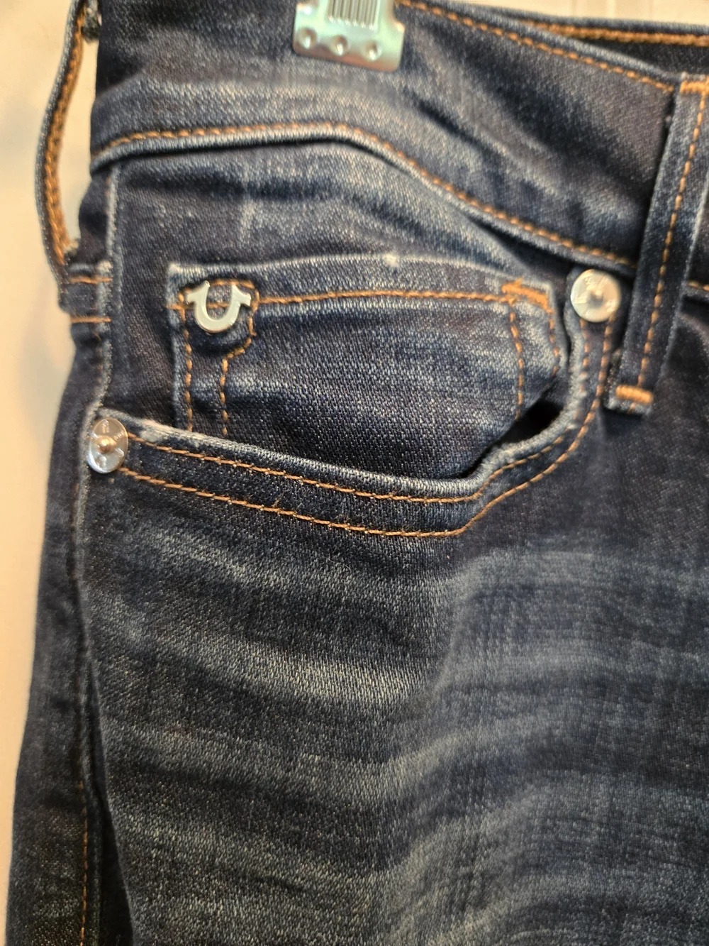 True Religion Halle Dark Indigo Women's Jeans - Mid Rise Super Skinny Fit - Picture 7 of 15